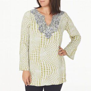 Sundance Beaded Tunic Green and White Size L